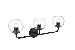 Genesis 3 light Black and Clear Bath Sconce