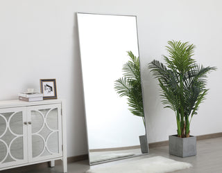 Metal frame rectangle mirror 36 inch in silver