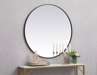 Metal frame round mirror 39 inch in Black