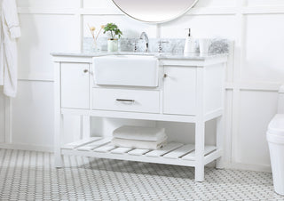 48 inch Single bathroom vanity in white with backsplash