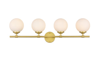 Ansley 4 light Brass and frosted white Bath Sconce