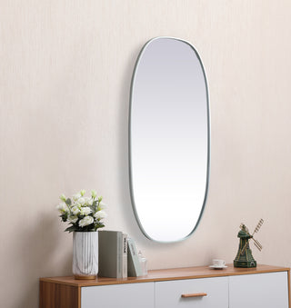 Metal Frame Oval Mirror 24x48 Inch in Silver