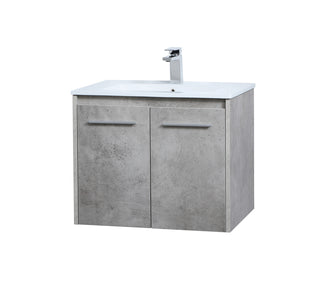 24 inch  Single Bathroom Floating Vanity in Concrete Grey