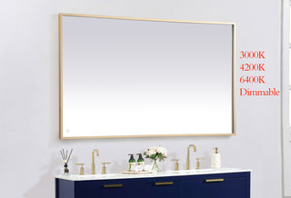 Pier 36x60 inch LED mirror with adjustable color temperature 3000K/4200K/6400K in brass