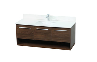 48 inch Single bathroom vanity in walnut with backsplash