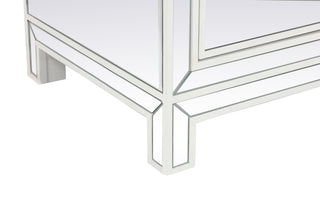 60 in. mirrored TV stand with wood fireplace insert in white