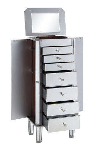 7 Drawer Jewelry Armoire 18 in. x 12 in. x 41 in. in silver Clear