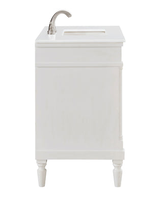 36 inch Single Bathroom vanity in Antique White with ivory white engineered marble