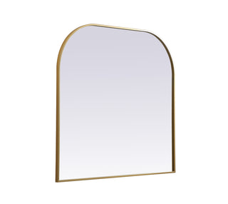 Metal Frame Arch Mirror 40x38 Inch in Brass