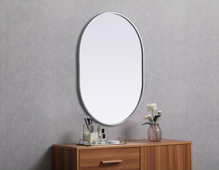 Metal Frame Oval Mirror 30x40 Inch in Silver