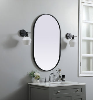 Metal Frame Oval Mirror 24x40 Inch in Black