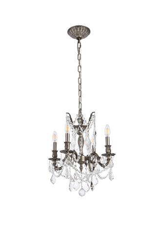 Rosalia 4 light Pewter Pendant Clear Royal Cut Crystal