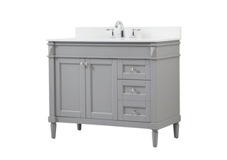 42 inch Single bathroom vanity in grey with backsplash