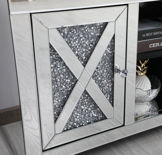 59 in. crystal mirrored TV stand