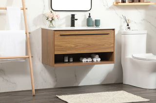 36 inch Single bathroom vanity in walnut brown