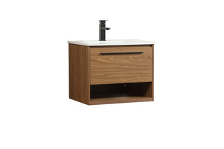 24 inch Single bathroom vanity in walnut brown