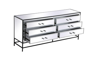 James 72 in. mirrored six drawer chest in black