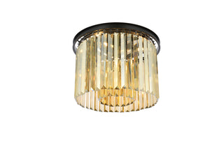 Sydney 6 light Matte Black Flush Mount Golden Teak (Smoky) Royal Cut Crystal