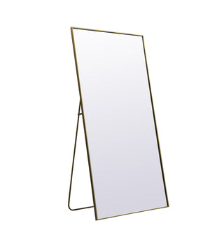 Metal Frame Rectangle Full Length Mirror 36x72 Inch in Brass