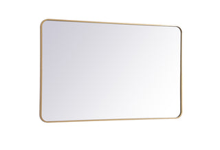 Soft corner metal rectangular mirror 30x48 inch in Brass