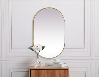 Metal Frame Oval Mirror 30x48 Inch in Brass