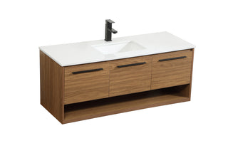 48 inch Single bathroom vanity in walnut brown