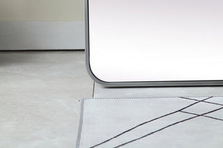 Soft Corner Metal Rectangle Full Length Mirror 30x60 Inch in Silver