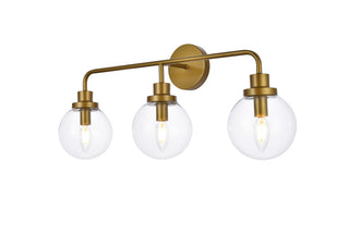 Hanson 3 lights bath sconce in brass with clear shade