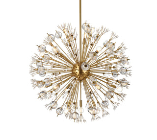 Vera 32 inch crystal starburst round pendant in gold