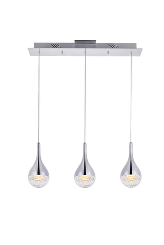 Amherst Collection LED 3-light chandelier 24in x 4in x 9in chrome finish