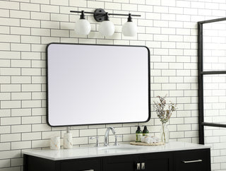 Soft corner metal rectangular mirror 28x42 inch in Black