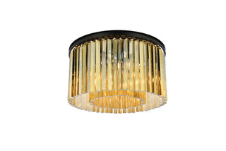 Sydney 8 light Matte Black Flush Mount Golden Teak (Smoky) Royal Cut Crystal