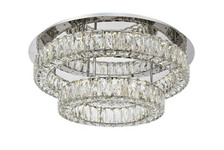 Monroe LED light Chrome Flush Mount Clear Royal Cut Crystal