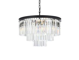 Sydney 9 light Matte Black Chandelier Clear Royal Cut Crystal