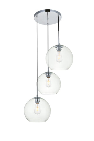 Baxter 3 Lights Chrome Pendant With Clear Glass