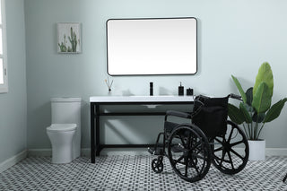 60 Inch ADA Compliant SIngle Bathroom Metal Vanity In Black