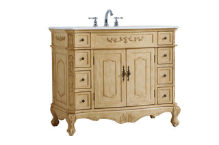 42 inch Single Bathroom vanity in Light Antique Beige with ivory white engineered marble