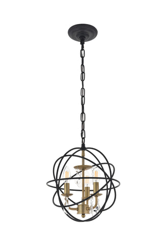 Wallace 3 light Matte Black and Brass Pendant