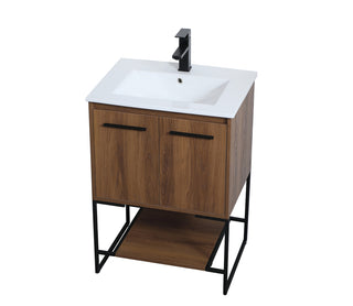 24 inch  Single Bathroom Vanity in Walnut Brown