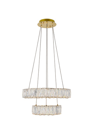 Monroe Integrated LED chip light gold Pendant Clear Royal Cut Crystal