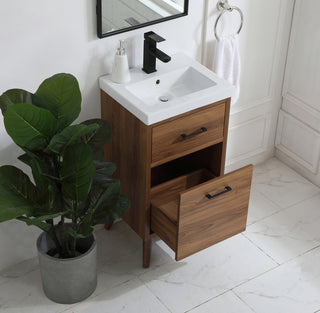 18 inch bathroom vanity in walnut brown