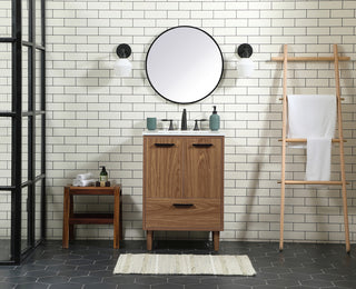 24 inch Single bathroom vanity in walnut brown