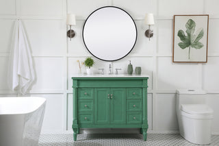 42 inch Single Bathroom vanity in vintage mint with ivory white engineered marble