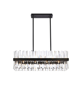 Serephina 36 inch crystal rectangle chandelier light in black