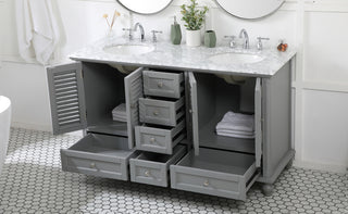 60 inch double bathroom vanity in grey