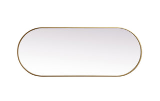 Metal Frame Oval Mirror 24x60 Inch in Brass