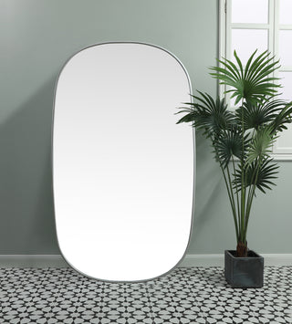 Metal Frame Oval Mirror 36x60 Inch in Silver