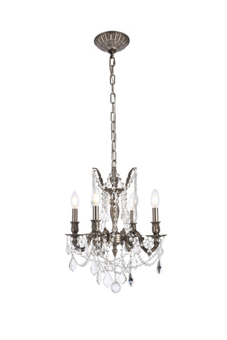 Rosalia 4 light Pewter Pendant Clear Royal Cut Crystal