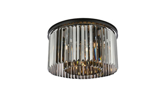 Sydney 8 light Matte Black Flush Mount Silver Shade (Grey) Royal Cut Crystal