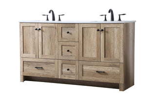 60 Inch Double Bathroom Vanity In Natural Oak